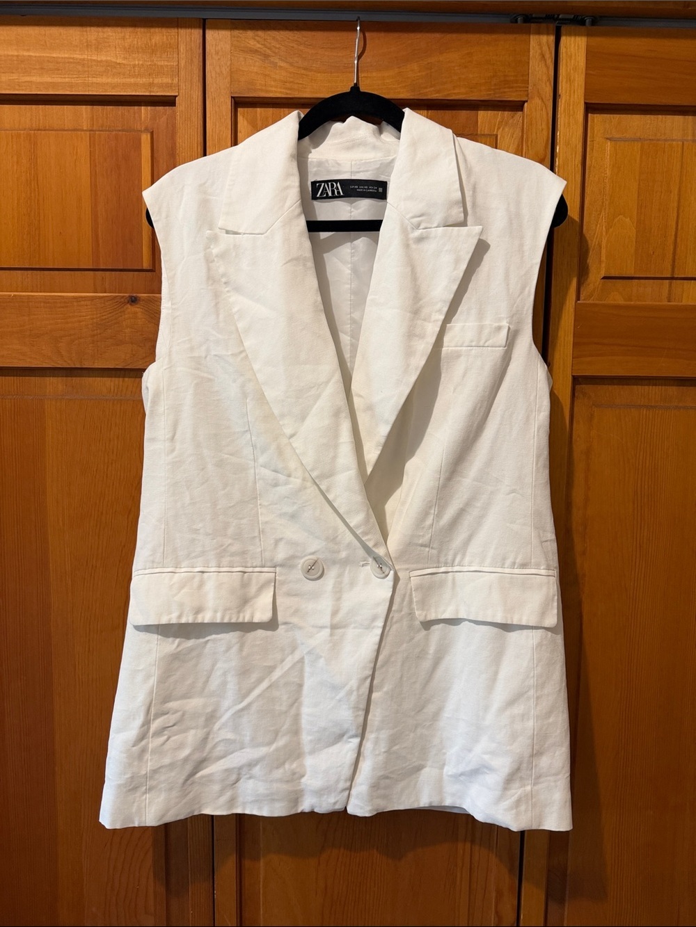 Zara Oversized White Sleeveless Blazer